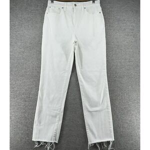 Madewell The Perfect Vintage Jeans Women Size 29 White Raw Hem Straight Leg